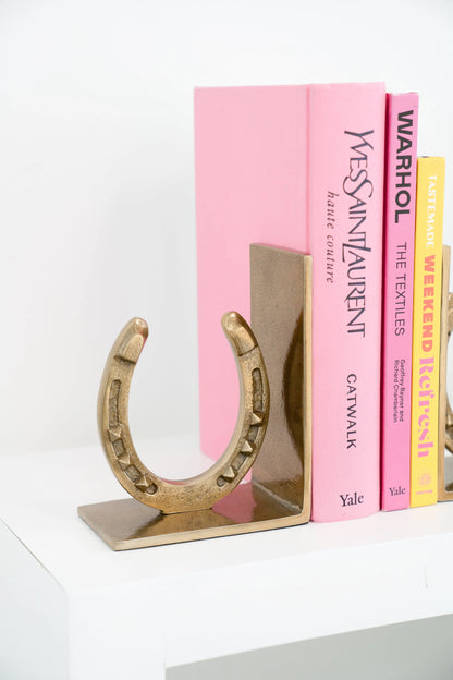Huntley Horse shoe Bookends, Pair, Brass Antique Finish