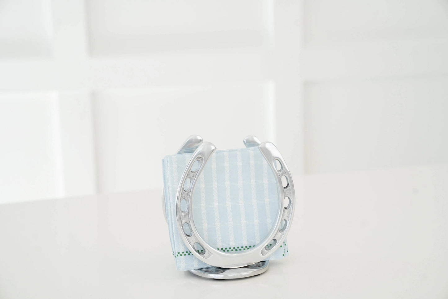 Huntley Horseshoe Napkin Holder, Aluminum Silver Finish