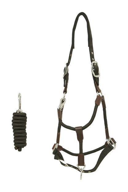 Huntley Nylon Halter and Removable Lead with Snap, Black