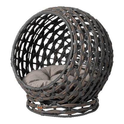 Huntley Pet Hemisphere Rattan Pet Bed, Elevated With Cushion