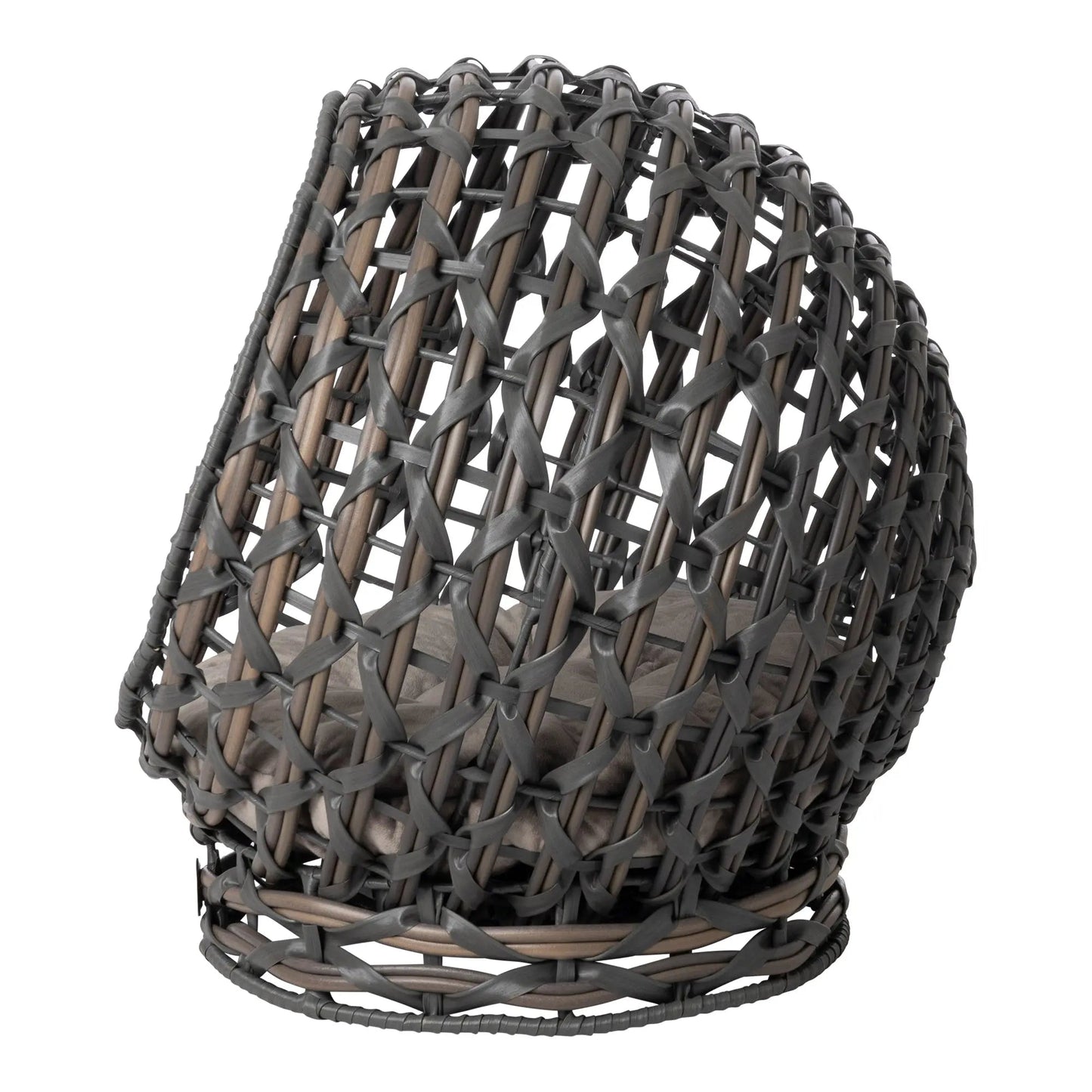 Huntley Pet Hemisphere Rattan Pet Bed, Elevated With Cushion