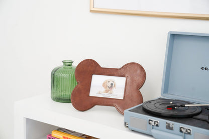 Huntley Pet Leather Bone Shaped Picture Frame, 4x6