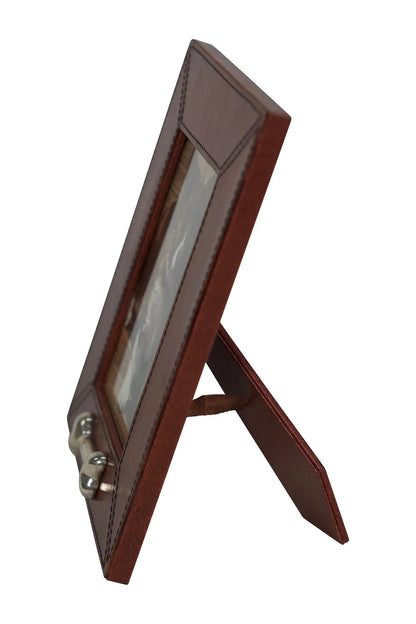 Huntley Pet Leather Picture Frame with Silver Bone Accent