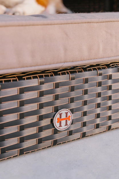 Huntley Pet Rattan Wicker Indoor Outdoor Cabana Raised Pet Bed