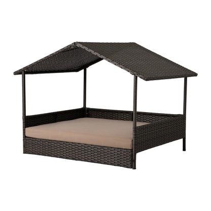 Huntley Pet Rattan Wicker Indoor Outdoor Cabana Raised Pet Bed
