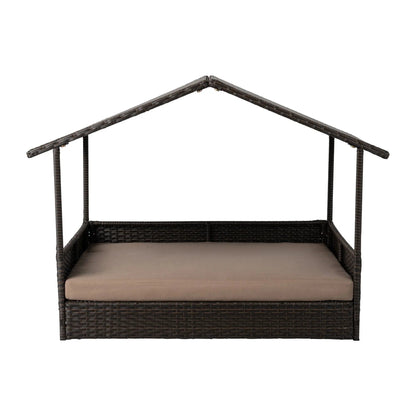 Huntley Pet Rattan Wicker Indoor Outdoor Cabana Raised Pet Bed