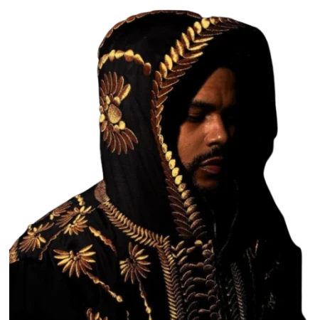 Hurry Up Tomorrow The Weeknd Golden Embroidered Hooded Coat