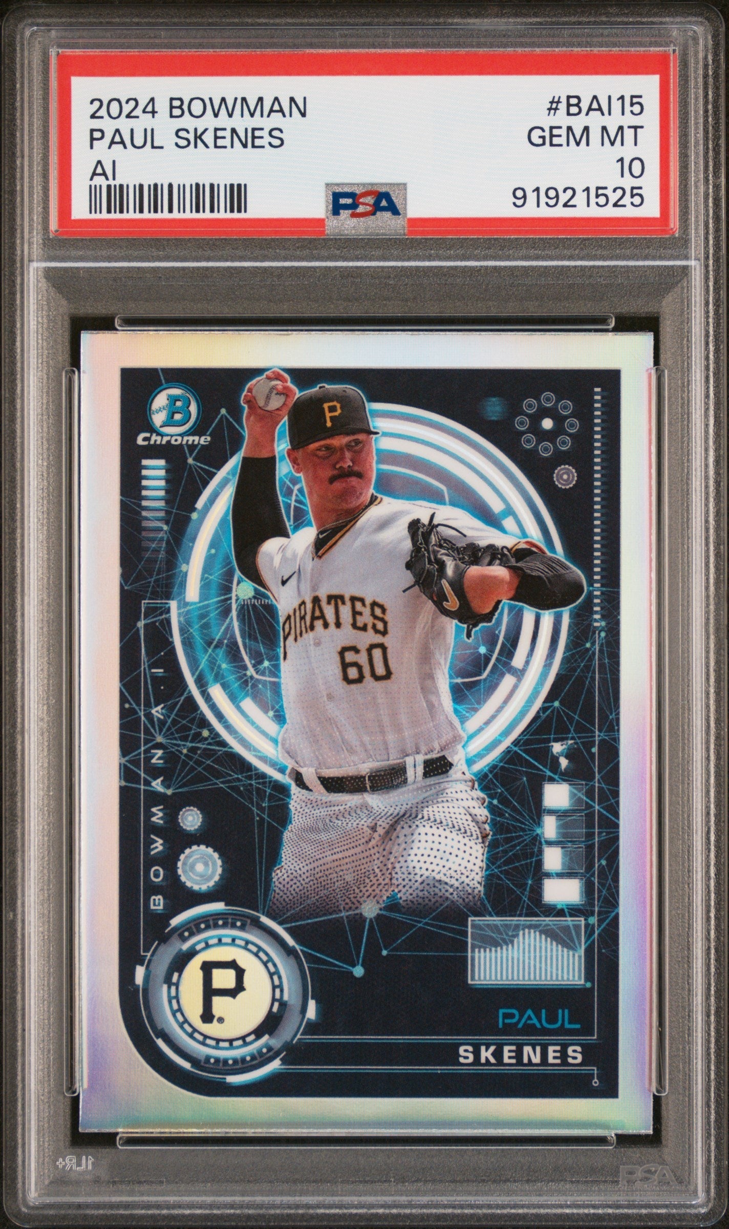 Graded 2024 Topps Bowman Paul Skenes #BAI15 AI Rookie RC Baseball Card PSA 10 Gem Mint