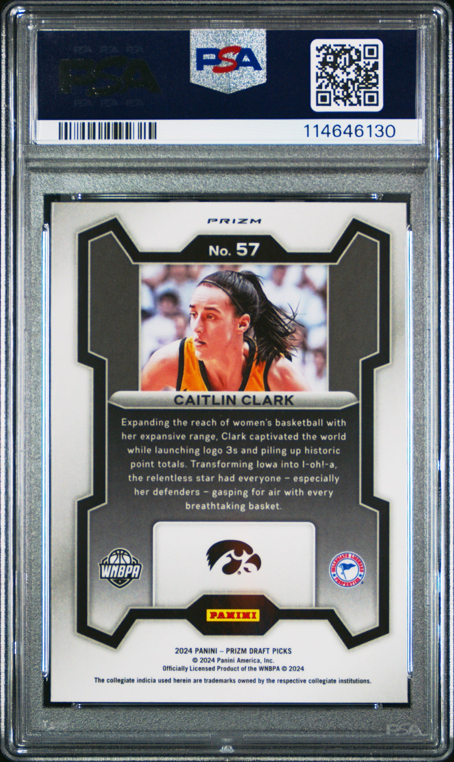 Graded 2024 Panini Prizm Draft Picks Caitlin Clark #57 Purple Wave Rookie RC Basketball Card PSA 10 Gem Mint