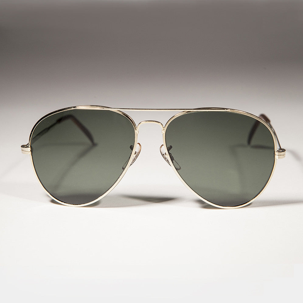 Gold Aviator Sunglass with Glass Lens Metal Frame - Iceman
