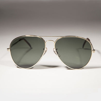 Gold Aviator Sunglass with Glass Lens Metal Frame - Iceman