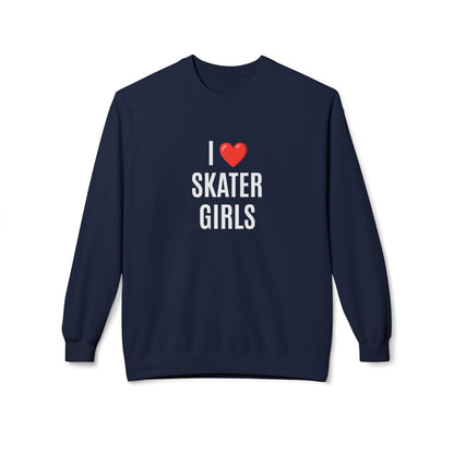 I Love Skater Girls Unisex Fleece Crewneck Sweatshirt