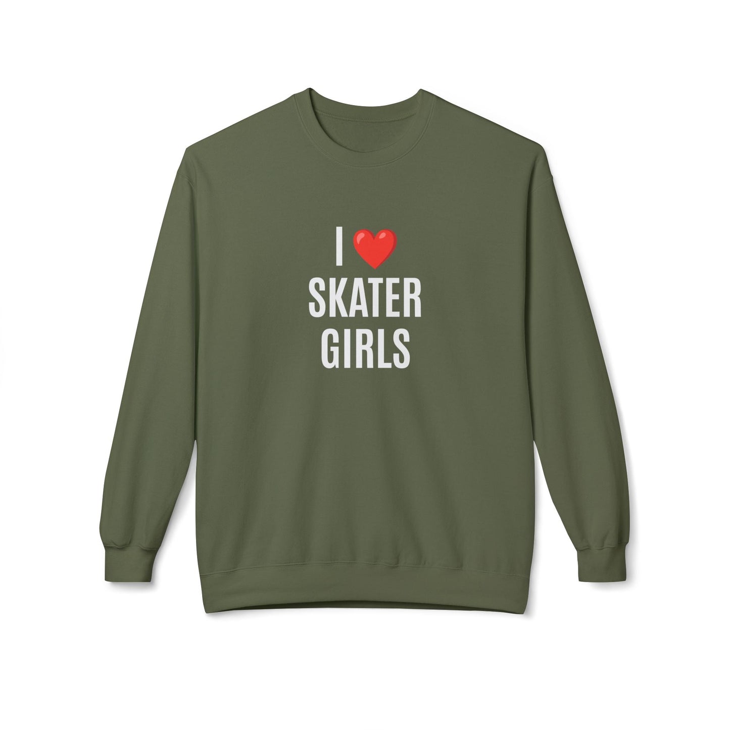 I Love Skater Girls Unisex Fleece Crewneck Sweatshirt