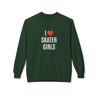 I Love Skater Girls Unisex Fleece Crewneck Sweatshirt