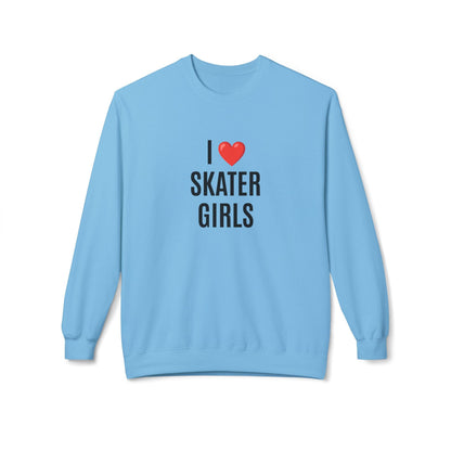 I Love Skater Girls Unisex Fleece Crewneck Sweatshirt