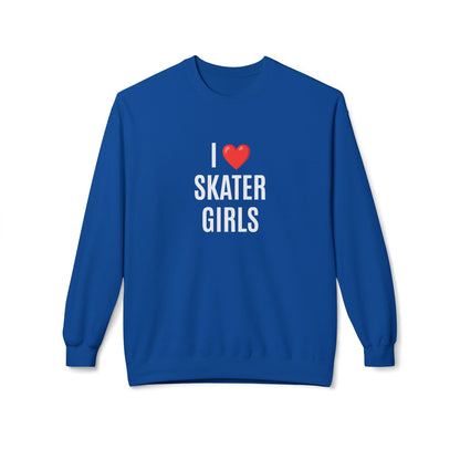 I Love Skater Girls Unisex Fleece Crewneck Sweatshirt