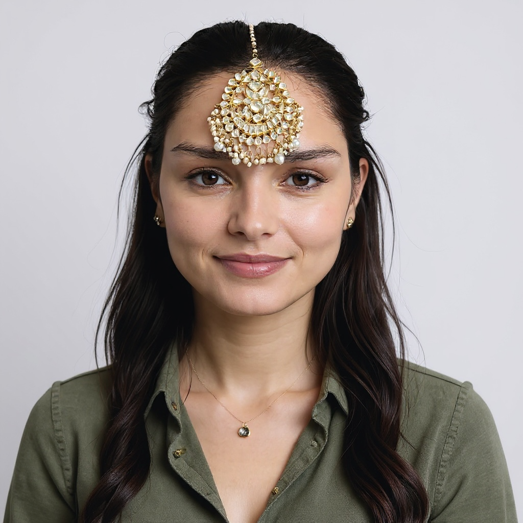 DJTK321 Oversized tika in kundan ( READY TO SHIP)