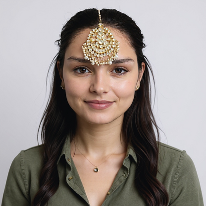 DJTK321 Oversized tika in kundan ( READY TO SHIP)