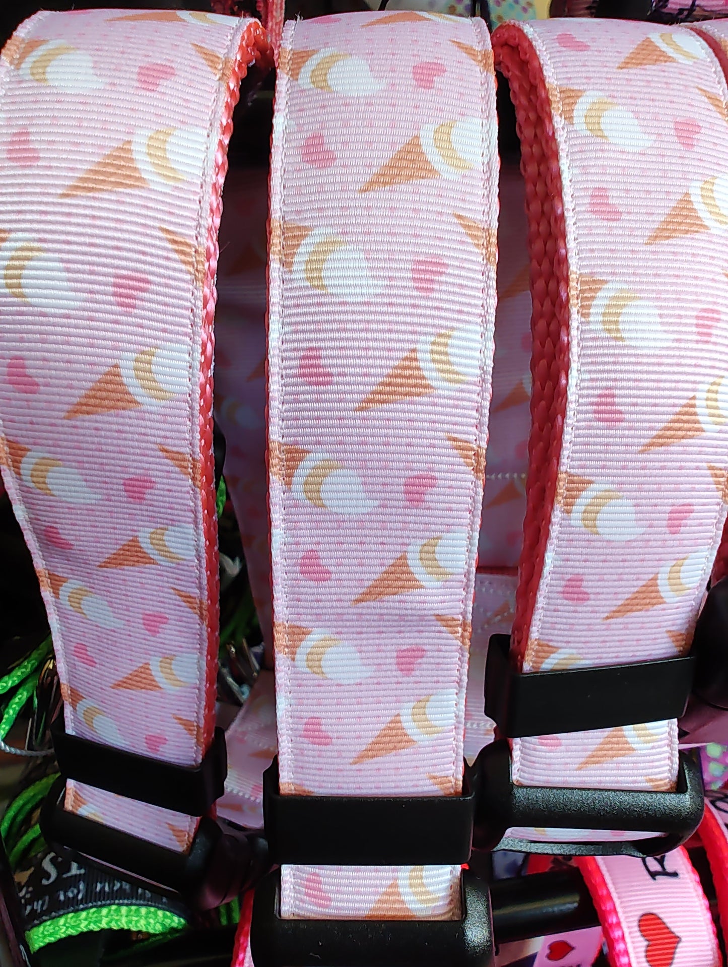 Ice Cream Pink Nylon Dog Collar MD, LG, XL, Leash