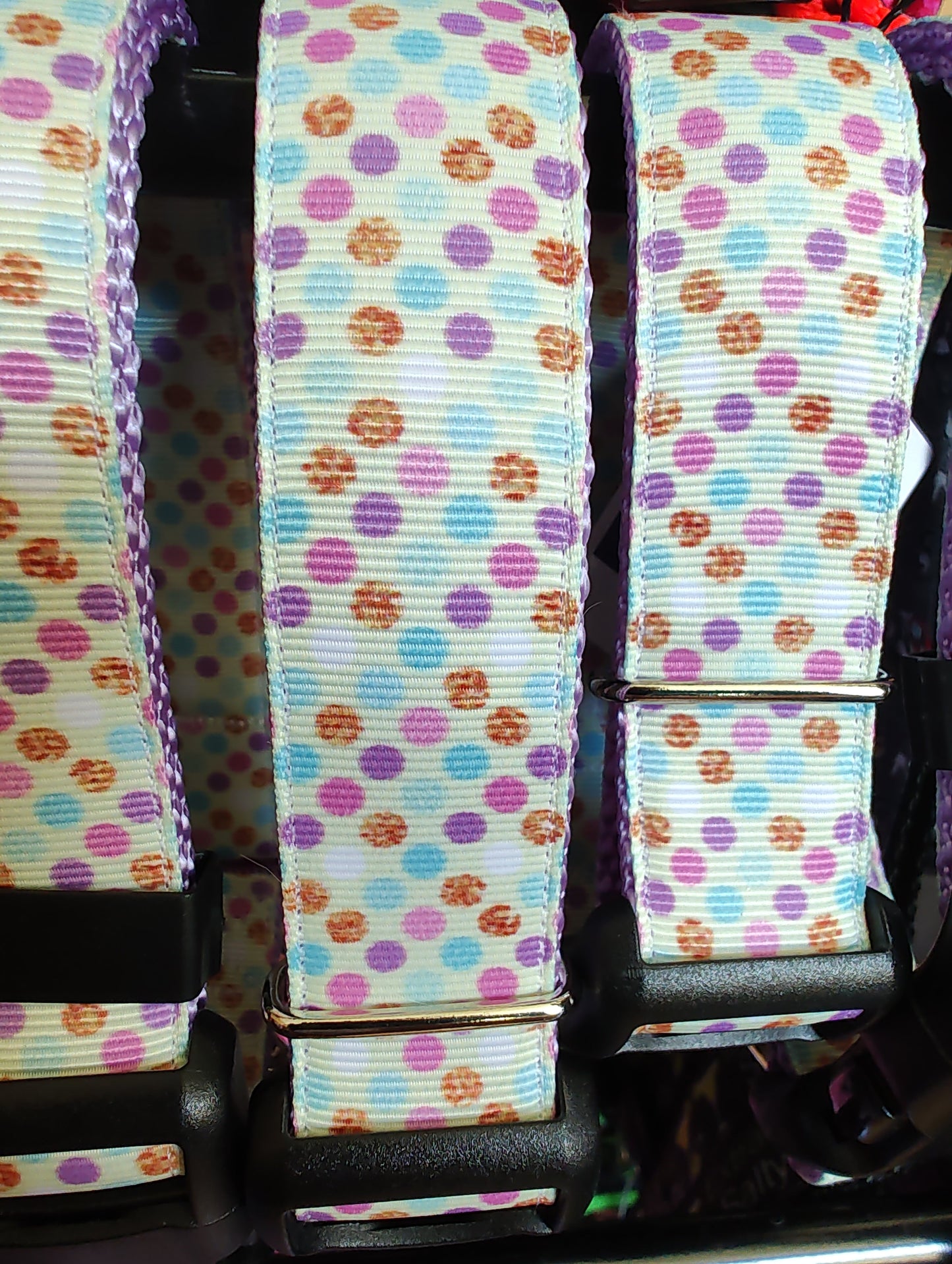 Dots Lavender Nylon Dog Collar MD, LG, XL, Leash