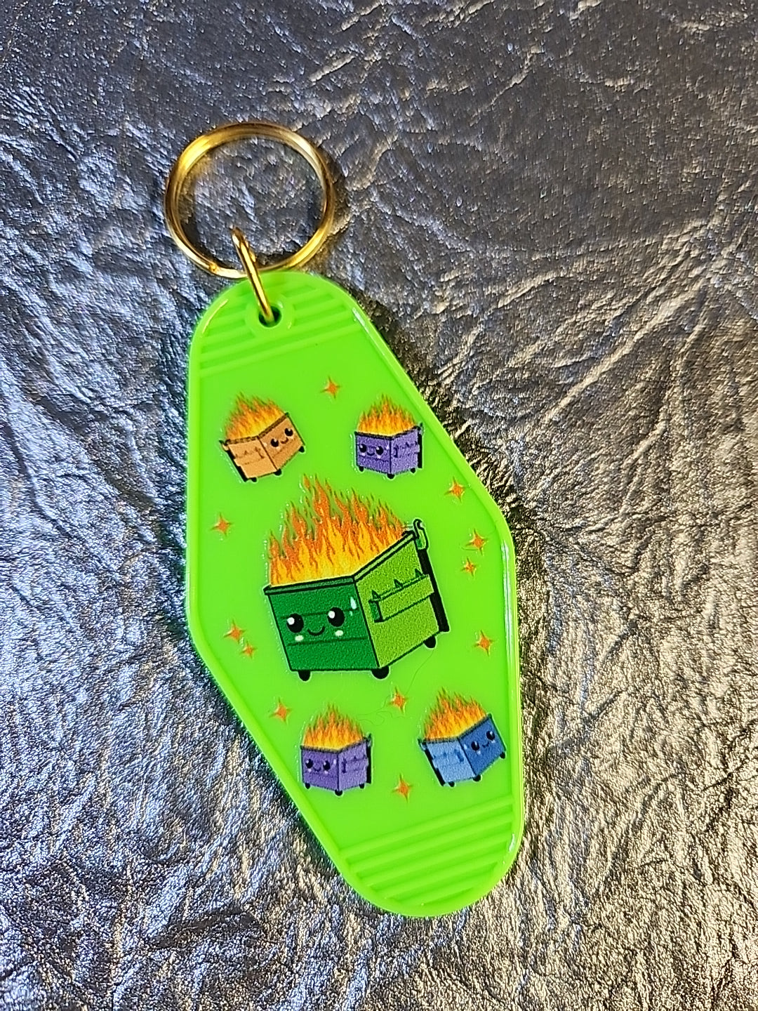 Dumpster Fire Motel Keychain