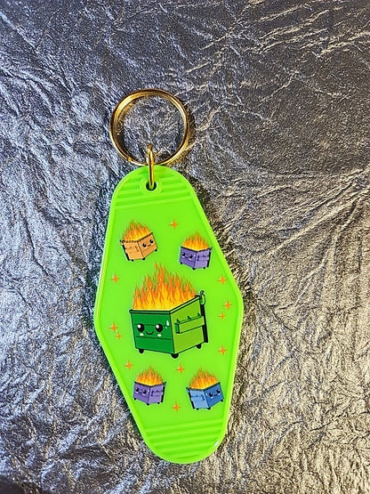 Dumpster Fire Motel Keychain