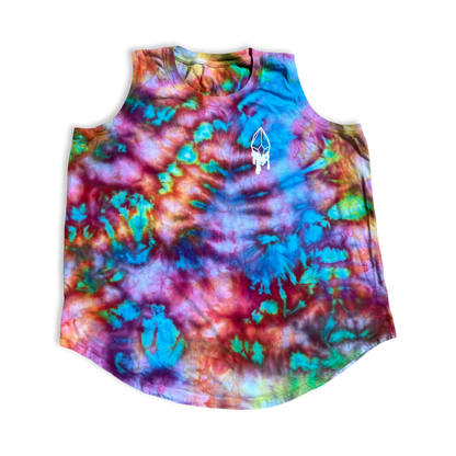 Crystalline Chakra Tie-dye Curvy tank top T-Shirt Infused with Clear Quartz