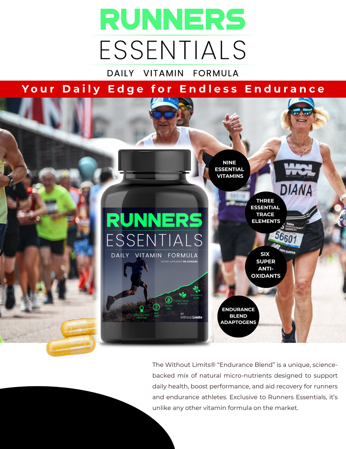 Runners Essentials Daily Vitamin Formula • 1 Month Supply