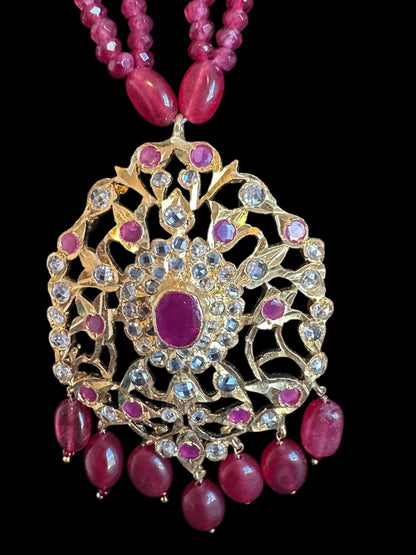 PS519 Hima ruby Pendant set with earrings (SHIPS IN 3 WEEKS )
