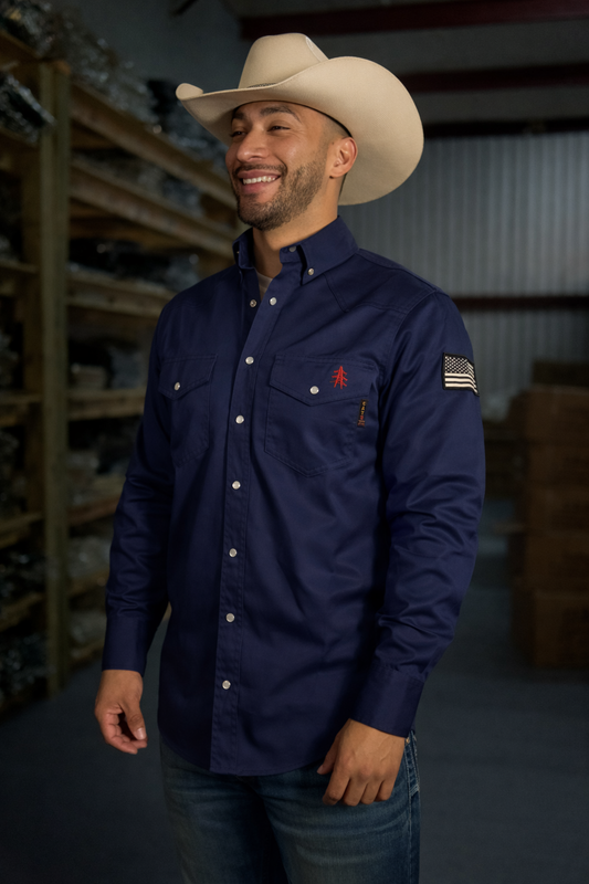 FR Western Style Pearl snap - Navy - Triathlete Store
