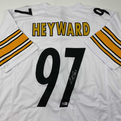 Autographed/Signed Cameron Heyward Pittsburgh White Football Jersey Beckett BAS COA