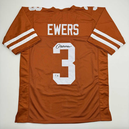 Autographed/Signed Quinn Ewers Texas Orange College Football Jersey Beckett BAS COA