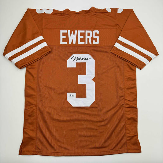Autographed/Signed Quinn Ewers Texas Orange College Football Jersey Beckett BAS COA