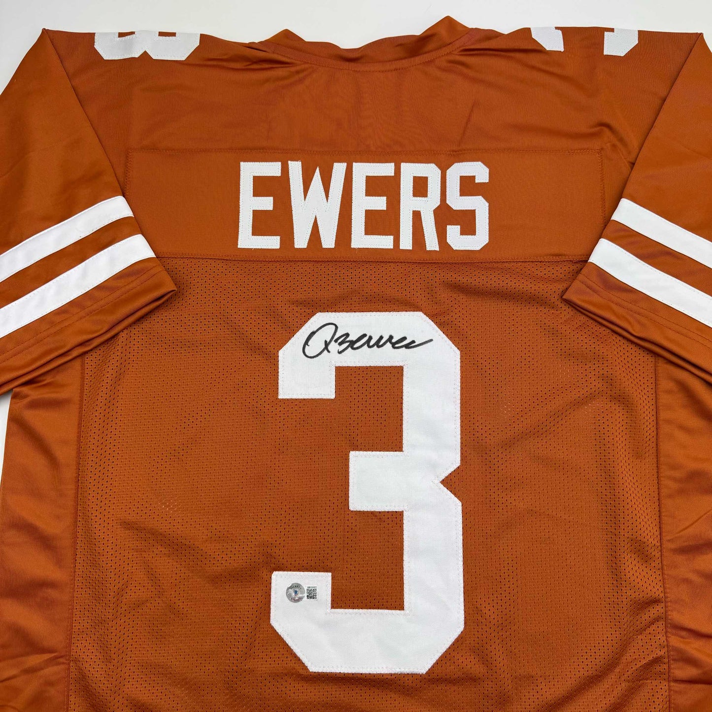 Autographed/Signed Quinn Ewers Texas Orange College Football Jersey Beckett BAS COA