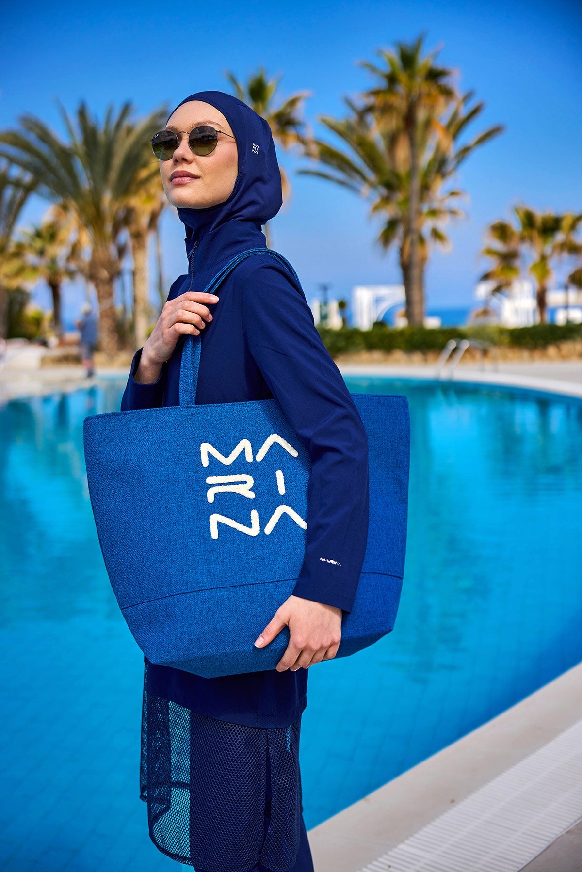 Blue Beach Bag with Zipper CA2501-4