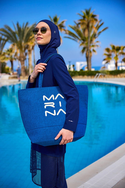 Blue Beach Bag with Zipper CA2501-4