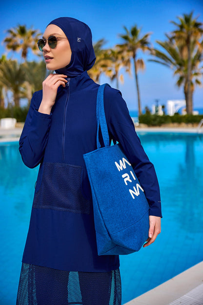 Blue Beach Bag with Zipper CA2501-4