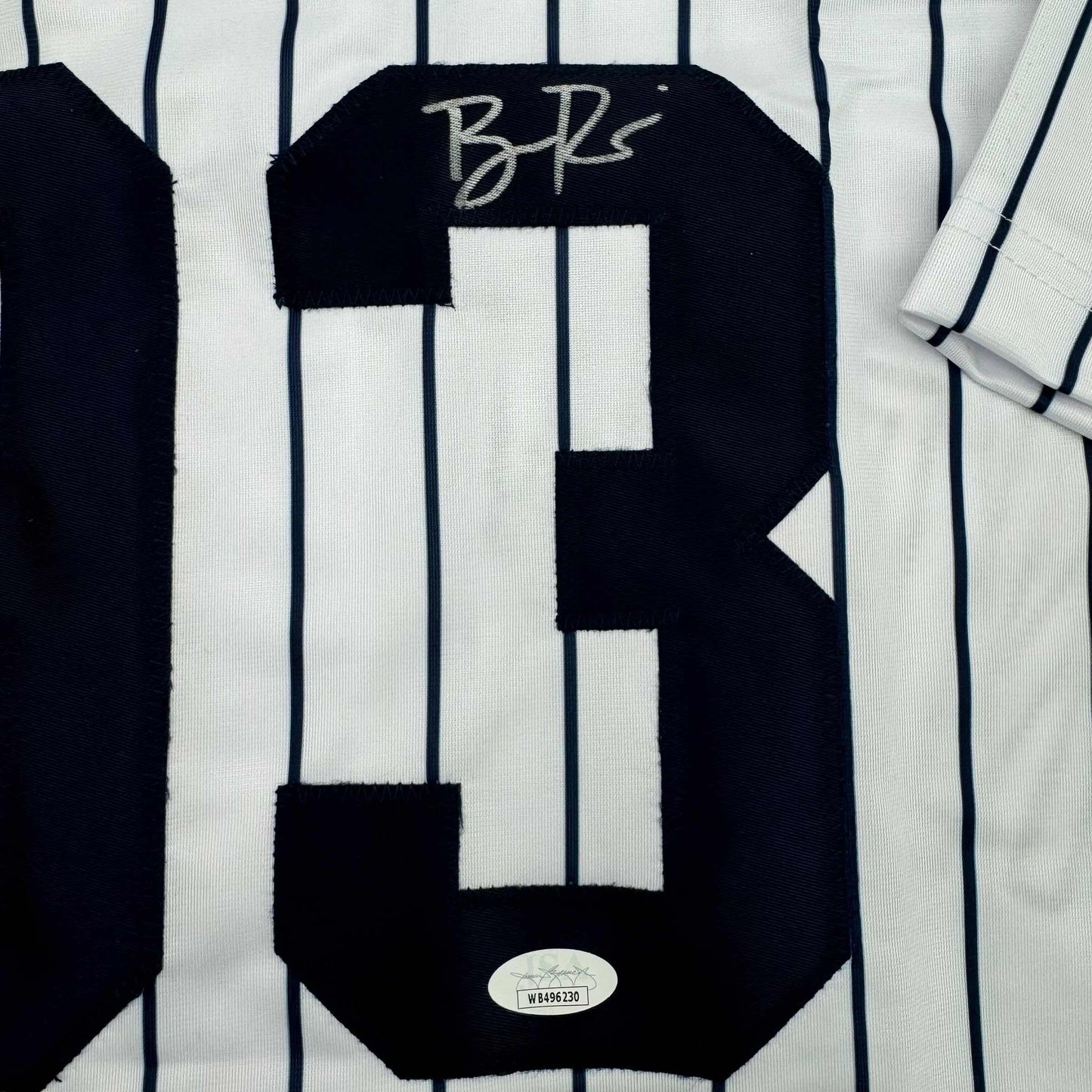 Autographed/Signed Ben Rice New York Pinstripe Baseball Jersey JSA COA