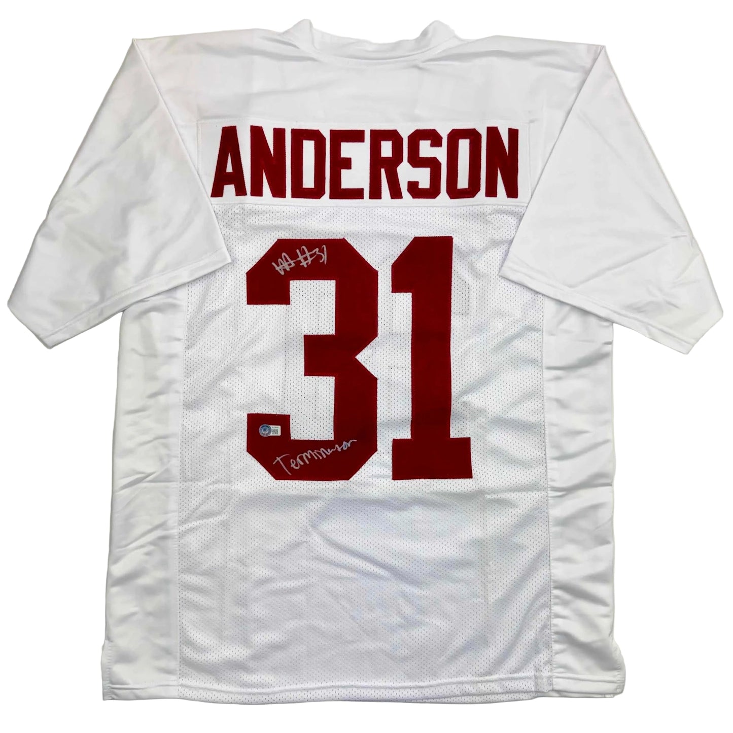 Autographed/Signed Will Anderson "Terminator" Alabama White College Football Jersey Beckett BAS COA