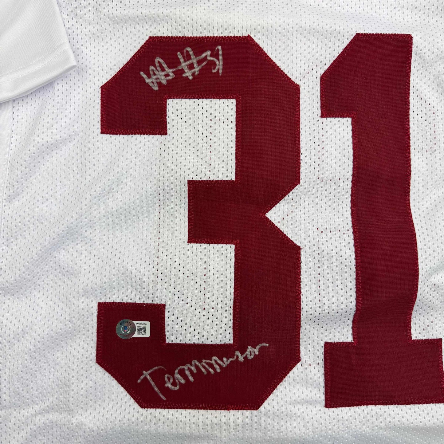 Autographed/Signed Will Anderson "Terminator" Alabama White College Football Jersey Beckett BAS COA