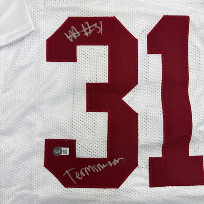 Autographed/Signed Will Anderson "Terminator" Alabama White College Football Jersey Beckett BAS COA
