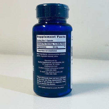 Life Extension Pregnenolone 50mg, Memory & Brain Health, 100 Caps EXP 1/2025