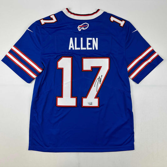 Autographed/Signed Josh Allen Buffalo Bills Blue Authentic Elite Football Jersey Fanatics COA