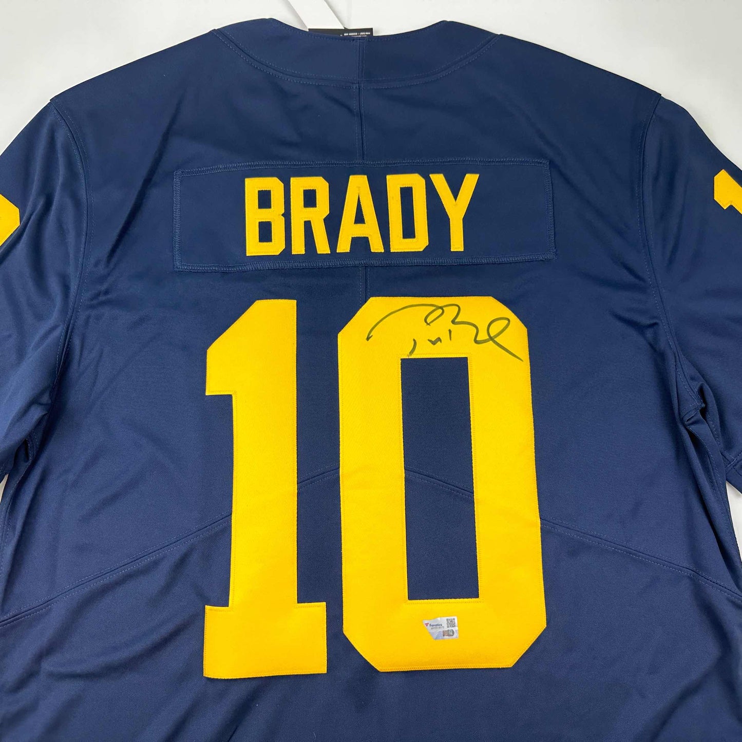 Autographed/Signed Tom Brady Michigan Wolverines Blue Authentic Limited Football Jersey Fanatics COA