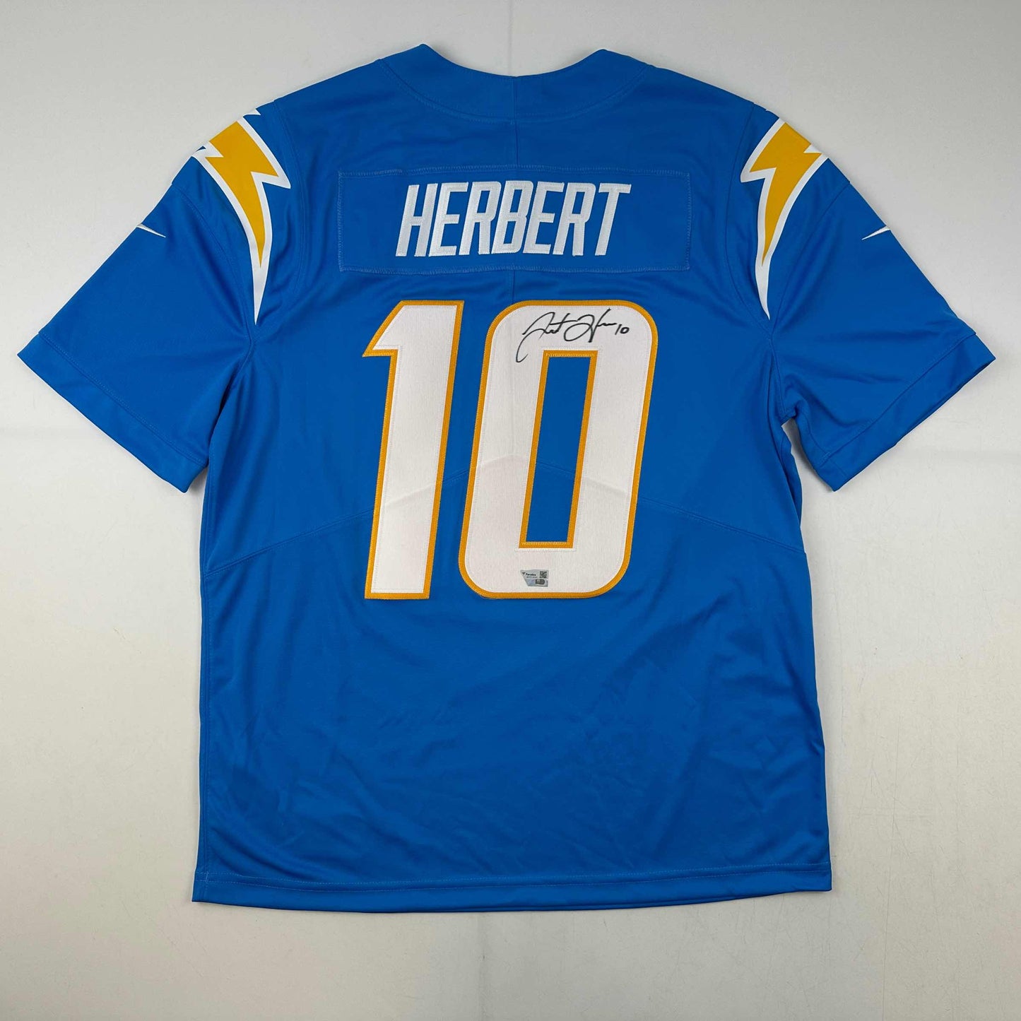 Autographed/Signed Justin Herbert Los Angles LA Chargers Powder Blue Authentic Elite Football Jersey Fanatics COA