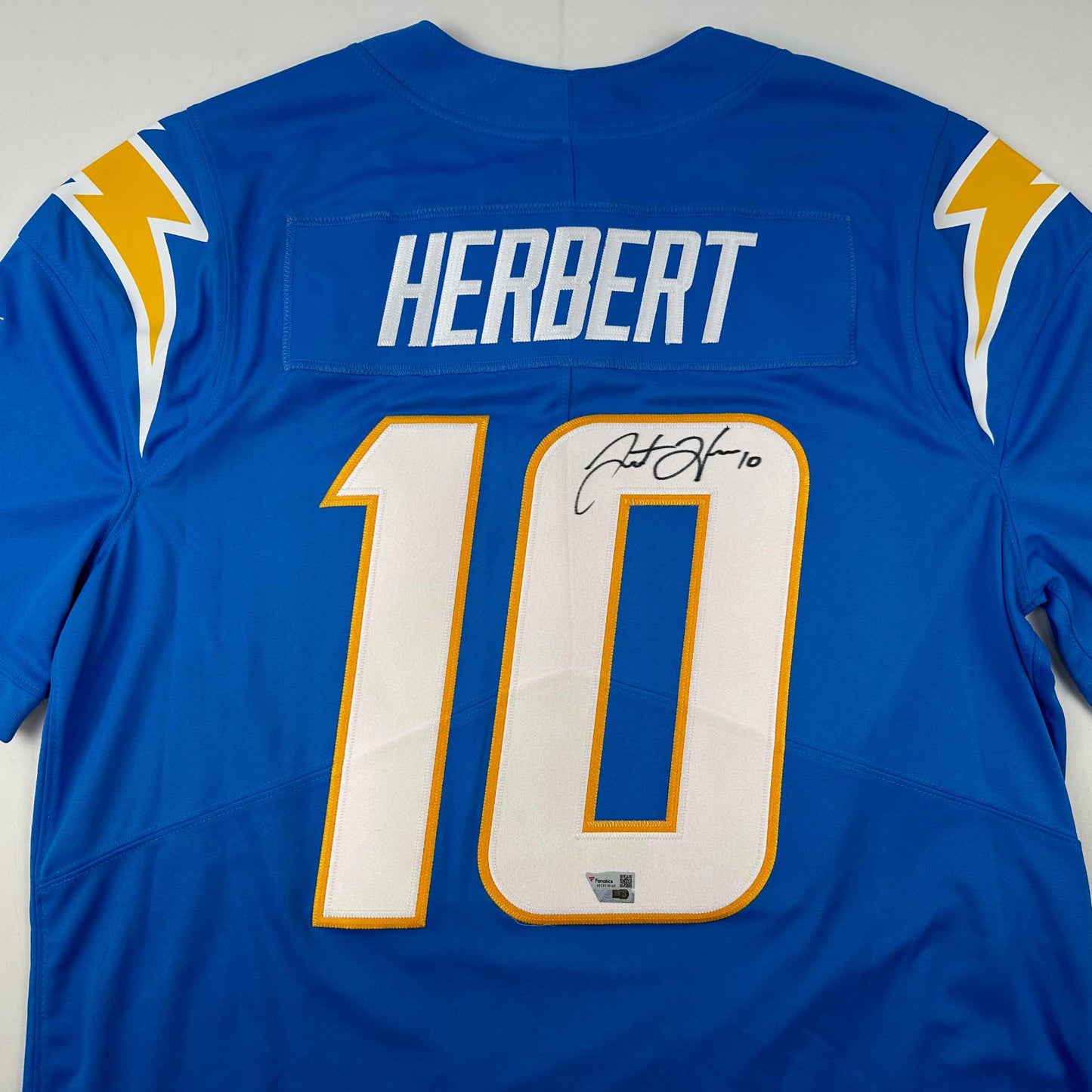 Autographed/Signed Justin Herbert Los Angles LA Chargers Powder Blue Authentic Elite Football Jersey Fanatics COA