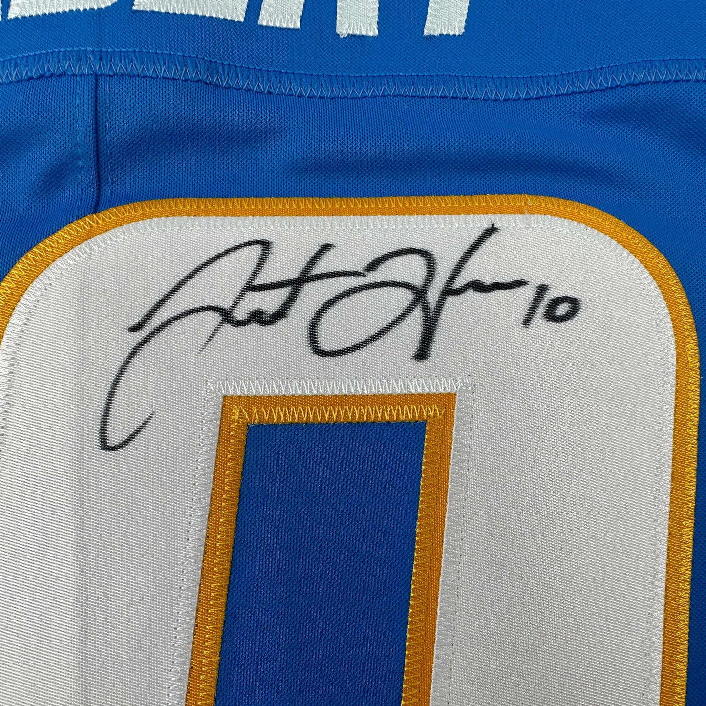 Autographed/Signed Justin Herbert Los Angles LA Chargers Powder Blue Authentic Elite Football Jersey Fanatics COA