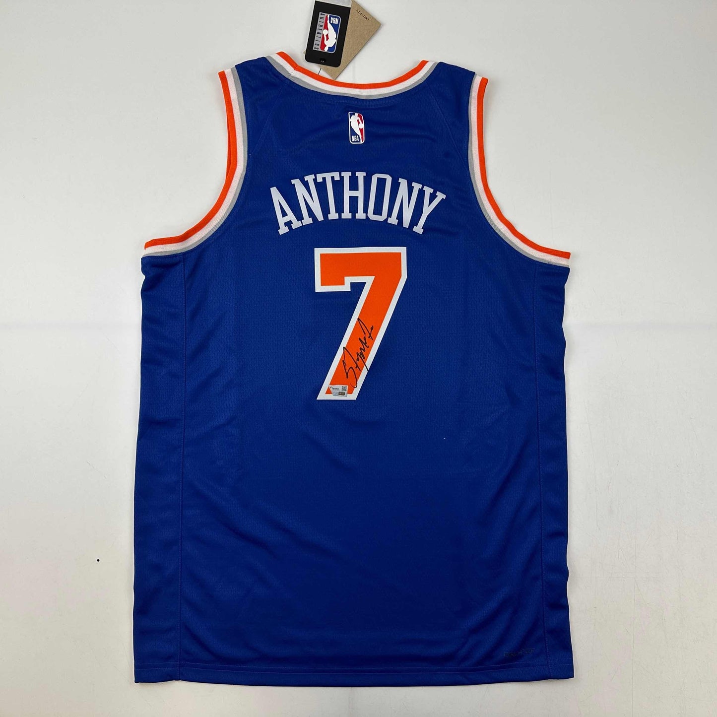Autographed/Signed Carmelo Anthony New York Knicks Blue Authentic Swingman Basketball Jersey Fanatics COA