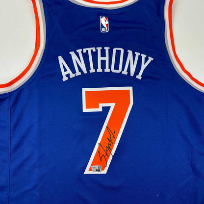 Autographed/Signed Carmelo Anthony New York Knicks Blue Authentic Swingman Basketball Jersey Fanatics COA