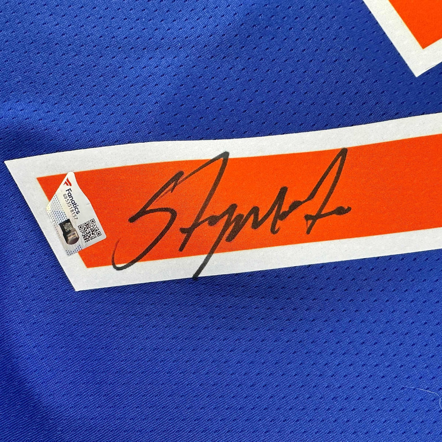 Autographed/Signed Carmelo Anthony New York Knicks Blue Authentic Swingman Basketball Jersey Fanatics COA